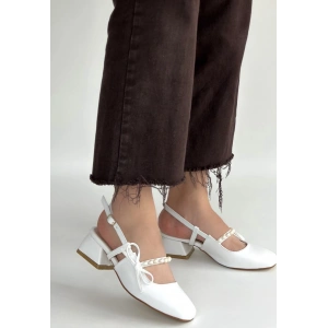 Ceyda Beyaz Cilt Topuklu Ayakkabı