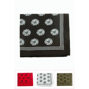 Çiçek Desenli Keten Bandana 50*50