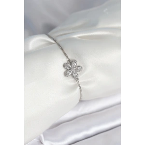 Çiçek Model Asansörlü Gümüş Renk Kadın Bileklik