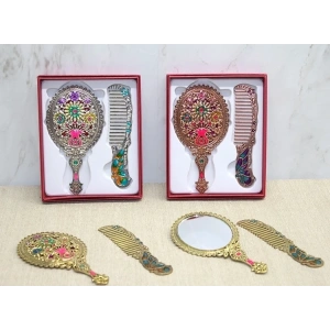 Çiçekli Ayna Ve Tarak Seti Küçük Boy Alk4991