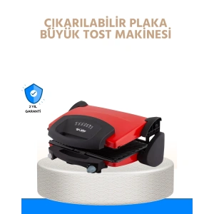 Çıkarılabilir Plakalı 2000W Tost Makinesi – Termostatlı, Kolay Temizlenir
