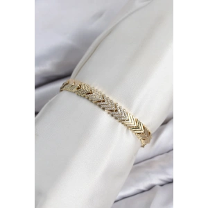 CM Çavuş Model Zirkon Taşlı VIP Seri Gold Renk Pirinç Kadın Bileklik
