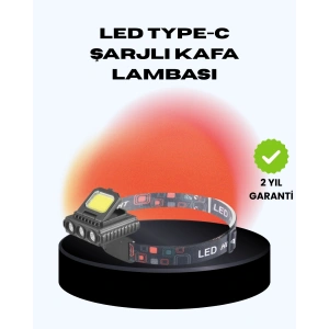 COB + XPE LED Kafa Feneri 800 Lumen USB Type C Şarjlı Çok Modlu
