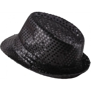 Çocuk Boy Siyah Payetli Şapka Gösteri Şapkası Michael Jackson Şapkası 54 No