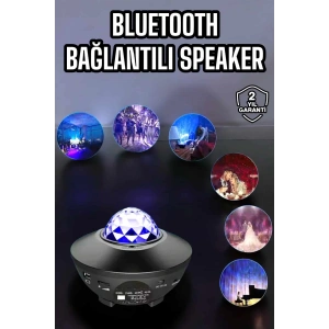 Çocuklara Özel Şarjlı Bluetooth Hoparlör Parti Led Lambası Yıldızlı Projeksiyon