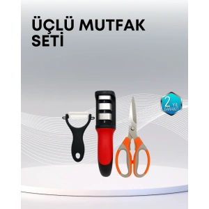 Çok Fonksiyonlu Mutfak Makas Seti – 3 Makas, Bileyici ve Soyacak Dahil