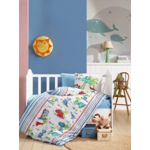 Cotton Box Flanel Bebek Nevresim Takımı Dino Mavi