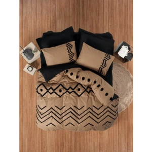 Cotton Box Puf Nakışlı Ranforce Çift Kişilik Nevresim Takımı Elio Bakır Siyah