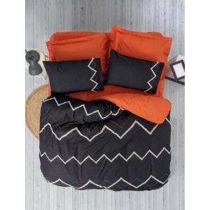 Cotton Box Puf Nakışlı Ranforce Çift Kişilik Nevresim Takımı Mirely Siyah Kiremit