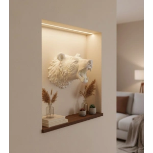 Dekoratif Beyaz Ayı Duvar Heykeli Asılabilir Hediyelik 25x19 cm