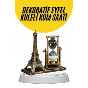 Dekoratif Eyfel Kulesi ve Kum Saati Vintage Tarzı Masa Süsü Biblo