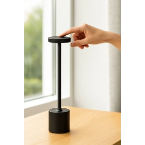 Dekoratif Şarjlı Dokunmatik Led Masa Lambası Gece Lambası Siyah Renk