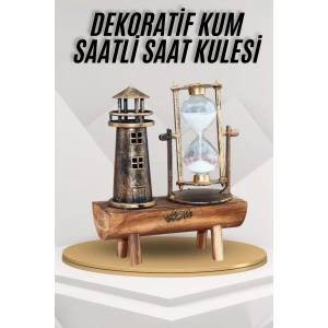 Deniz Feneri Kum Saati Ahşap Görünümlü Vintage Tarz Biblo