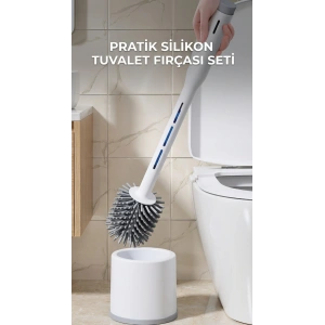 Deterjan Hazneli Silikon Tuvalet Fırçası Temizlik Seti