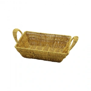 DİKDÖRTGEN PLASTİK HASIR EKMEK - ÇOK AMAÇLI SEPET KULPLU - METAL İSKELET TABAN:13.5X20- AĞIZ:19X26.5CM D:7.5CM (5047)