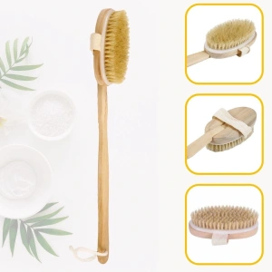 Doğal At Kılı Selülit Karşıtı Sapı Çıkabilen Ahşap Banyo Fırçası (5047)