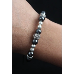 Doğal Taş X Model Antrasit Renk Asansörlü Erkek Bileklik