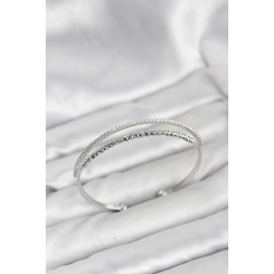 Dorika Model Pirinç Gümüş Renk Kadın Bileklik