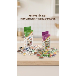 Eğitici 56 Parça Manyetik Mıknatıslı Hayvan ve Sebze Meyve Seti