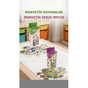 Eğitici Manyetik Oyuncak Seti, 30 Hayvan 26 Sebze ve Meyve Magnet