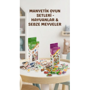 Eğitici Manyetik Oyuncak Seti 56 Parça Hayvan Sebze Meyve Magnet
