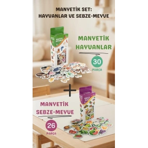 Eğitici Oyuncak Seti Manyetik Hayvanlar ve Sebze Meyveler 56 Parça