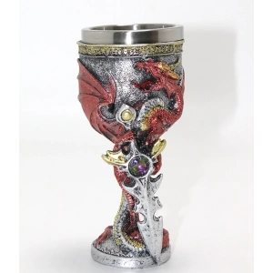 Ejderha Ve Kılıç Temalı 3d Kabartmalı Çelik Kadeh Bardak Alk4373