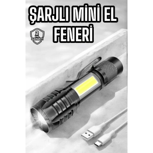 El Feneri Led USB Şarjlı Zoom Mini Led Işık Acil Durum Feneri