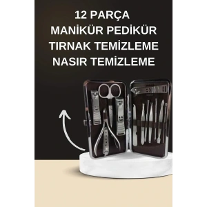 Elektrikli Manikür Pedikür Seti İkili Set 12 Parça Tırnak Bakımı Törpü Protez Çıkarma