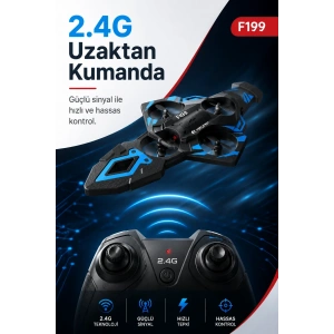 F199 Uzaktan Kumandalı Uçak Drone 2.4G Bağlantılı 360 Derece Dönüş Özellikli Oyuncak