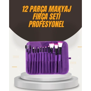 Fondöten, Allık ve Far Uygulamalarına Uygun 12 Parça Makyaj Fırça Takımı Ergonomik Saplı