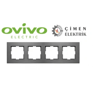 Füme Dörtlü Çerçeve - Priz ve Anahtar İçin Uyumlu Çerçeve