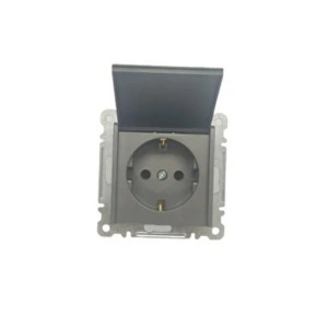 Füme Kapaklı Topraklı Priz Çerçevesiz - Priz ve Anahtar İçin Uyumlu Çerçeve