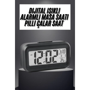 Gece Dijital Masa Saati Dijital Alarmlı Led Ekran Pilli Çalar Saat