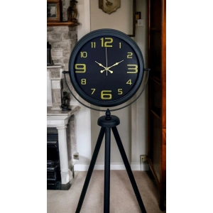 Gold Rakamlı Siyah Tripod Ayaklı Saat
