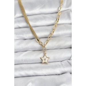 Gold Renk Pirinç Yıldız Model Kadın Kolye