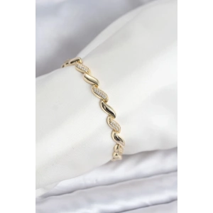 Gold Renk Sıralı Damla Model Zirkon Taşlı Pirinç Kadın Bileklik