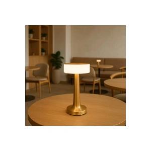 Gold Silindir Şarjlı Masa Lambası Modern Dekoratif LED Kablosuz Metal Abajur Modeli