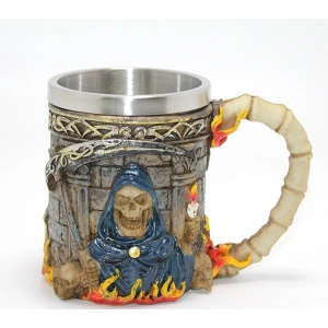 Grim Reaper Azrail Kabartmalı 3D Tasarım Çelik Kupa Bardak