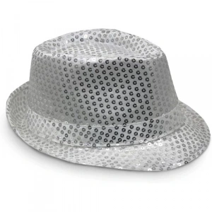 Gümüş Payetli Fötr Şapka Yetişkin Boy