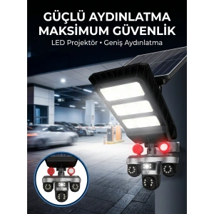 Güneş Enerjili Kablosuz Dış Mekan Güvenlik Kamerası Gece Görüşlü LED Projektörlü