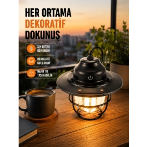 Hafif ve Taşınabilir Retro Tasarım Kamp Lambası