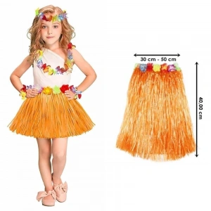 Hawaii Hula Eteği Turuncu Renk 40 Cm Bx40