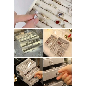 House By House Üç Katlı Çekmeceli Takı Kozmetik Organizer