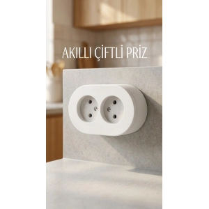 İkili Beyaz Topraklı Priz Sıva Üstü Duvar Kullanımı