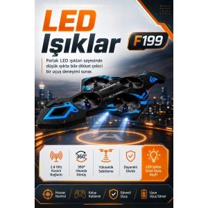Işıklı Gövdeli Uzaktan Kumandalı Drone Oyuncak 360 Derece Takla Atabilen Uçuş Seti