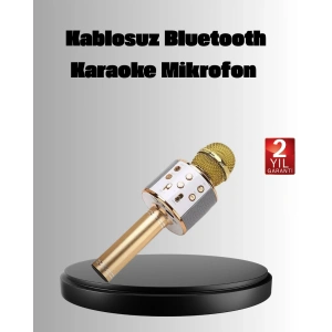 Kablosuz Karaoke Mikrofon USB AUX Destekli Parti ve Eğlence İçin