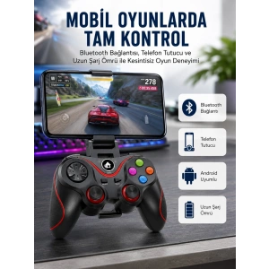 Kablosuz Oyun Kolu Bluetooth Joystick Gamepad Android Uyumlu