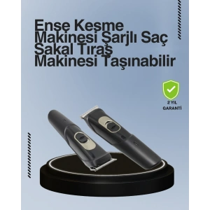 Kablosuz, Paslanmaz Çelik lı Profesyonel Saç ve Sakal Tıraş Makinesi – Sessiz, Güçlü ve Ergonomik