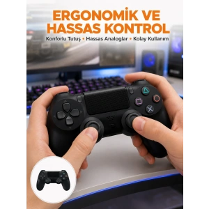 Kablosuz PS4 Oyun Kolu – Çift Titreşimli Motor, Uzun Pil Ömrü ve Hassas Kontrol Yeni Nesil